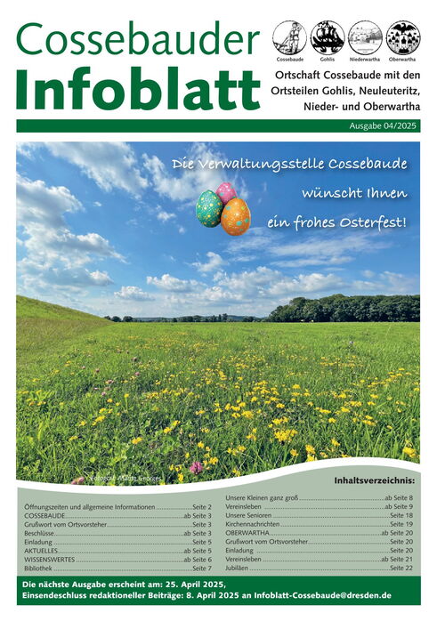 Cossebauder Infoblatt Ausgabe 04/2025